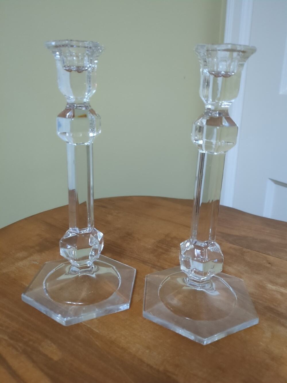 Val St Lambert Crystal Candlesticks